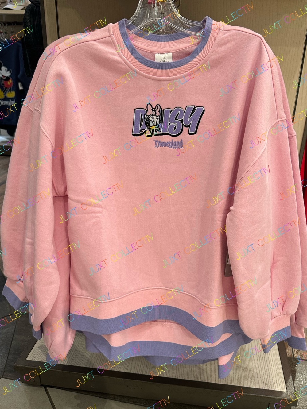Disney Parks Disneyland Daisy Duck Embroidered Pullover Crewneck Sweatshirt
